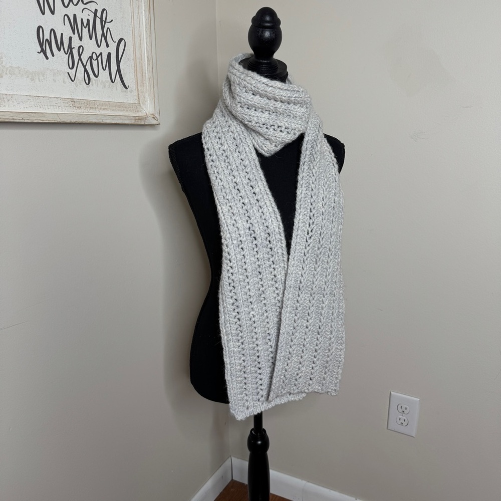 J.Jill Alpaca Knit Scarf Beanie Set Gray